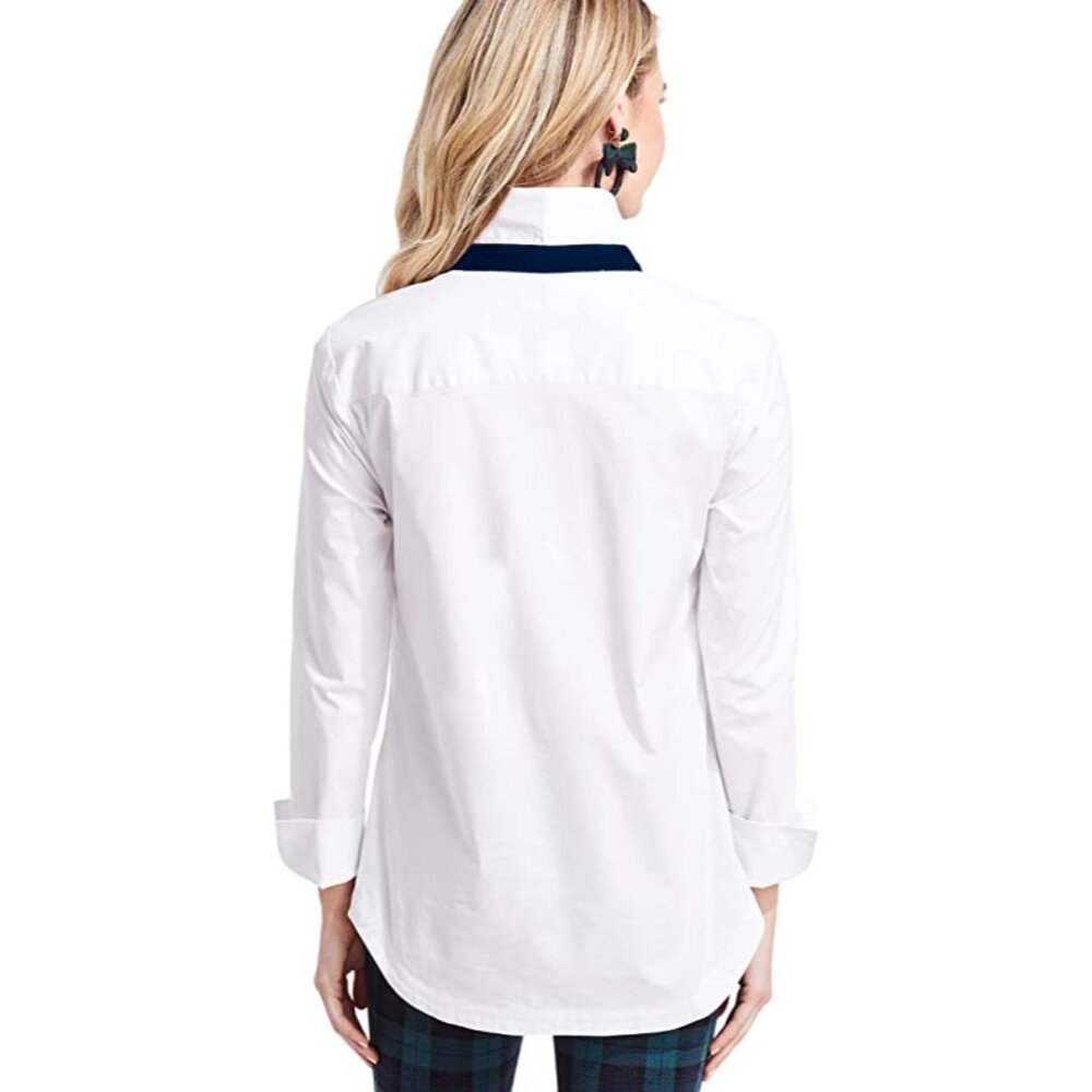 Vineyard Vines White Blouse Top - Collared V-Neck, Size Small, New With Tag - Picture 2 of 2